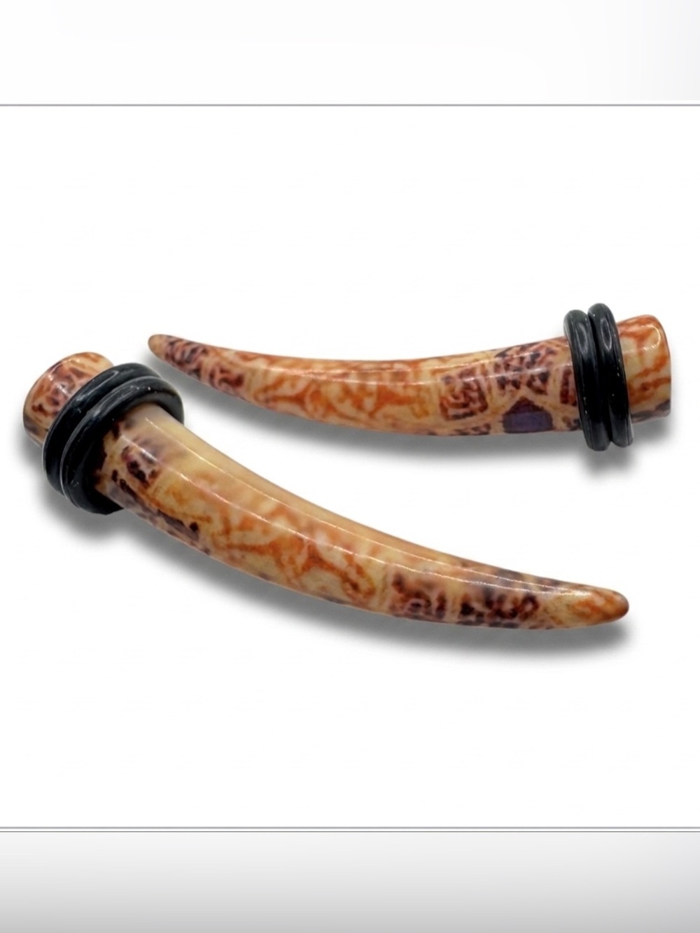 2G Faux Stone Acrylic Talon Plugs Gauges Heavy Duty Brown Horn Tapers 6mm